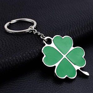 Four Clover Key Chain Ring 3D Chrome Metal Car Keychain Keyring Alloy Key Holder